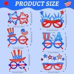 Wobeny 6 Pcs 4th of July Glasses Party Decor, Glitter Party Sunglasses Frames Novelty Costume Eyeglasses Photo Props for Adults, Independence Day Decorations Fun Holiday Party Favors, Memorial Day