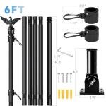LETSTRY 6FT Black Flag Pole Kit for Outside House with American Flag & Solar Light,1" Thickened Stainless Steel Wall Mount Flagpole with 180°Adjustable Bracket for Residential Outdoor PorchPorch