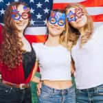 Wobeny 6 Pcs 4th of July Glasses Party Decor, Glitter Party Sunglasses Frames Novelty Costume Eyeglasses Photo Props for Adults, Independence Day Decorations Fun Holiday Party Favors, Memorial Day