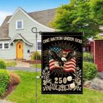 12X18INCH 250th Anniversary USA 1776-2026,Eagle Cross Design One Nation Under God Garden Flag Patriotic Signs Hanging Decor Outdoor Yard Decor (L)