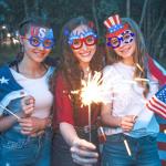 Wobeny 6 Pcs 4th of July Glasses Party Decor, Glitter Party Sunglasses Frames Novelty Costume Eyeglasses Photo Props for Adults, Independence Day Decorations Fun Holiday Party Favors, Memorial Day