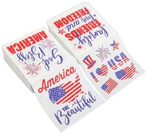 Iconikal July 4th Disposable Dinner Paper Party Napkins, Patriotic American, 75-Count