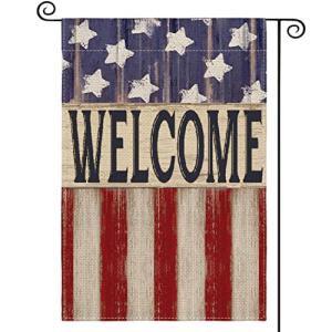 AVOIN colorlife Patriotic 4th of July Garden Flag 12x18 Inch Double Sided Outside, Memorial Day Retro American Stars and Stripes Welcome Yard Outdoor Decoration