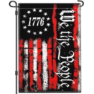Shuitouk We The People 1776 Garden Flag Vintage Betsy Ross Patriotic Amercian Garden Flag Memorial Day 4th of July Yard Signs Garden Flags for Outside 12x18 Inch Double Sided Outdoor House Decorations