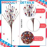 Cindeer 10 Pcs Memorial Day Decorations Berry Stem Picks Patriotic 4th of July Artificial White Blue Red Picks Independence Day Berry Stem Spray Fruit Floral Bunch for Home Festival Office Decorations