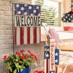 AVOIN colorlife Patriotic 4th of July Garden Flag 12x18 Inch Double Sided Outside, Memorial Day Retro American Stars and Stripes Welcome Yard Outdoor Decoration