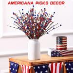 Cindeer 10 Pcs Memorial Day Decorations Berry Stem Picks Patriotic 4th of July Artificial White Blue Red Picks Independence Day Berry Stem Spray Fruit Floral Bunch for Home Festival Office Decorations