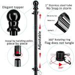 Black Flag Poles for Outside - 8.5FT Metal Outdoor Yard Flag Pole Holder with 2 Prongs Base - 3x5FT American Flag with Pole