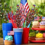 Cindeer 10 Pcs Memorial Day Decorations Berry Stem Picks Patriotic 4th of July Artificial White Blue Red Picks Independence Day Berry Stem Spray Fruit Floral Bunch for Home Festival Office Decorations
