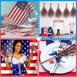 Cindeer 10 Pcs Memorial Day Decorations Berry Stem Picks Patriotic 4th of July Artificial White Blue Red Picks Independence Day Berry Stem Spray Fruit Floral Bunch for Home Festival Office Decorations