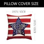 4th of July Pillow Covers 18x18 Inch,Set of 4 Patriotic Red White Blue Summer Outdoor Throw Pillow Covers,Independence Memorial Day USA Flag Linen Fourth of July Cushion Case for Sofa Couch Decor