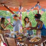 Moikolok 12PCS 4th of July Star Sunglasses Patriotic Rimless Glasses Red White Blue Transparent Eyewear for Independence Day Party Favors Memorial Day Decorations