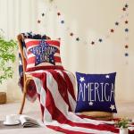 4th of July Pillow Covers 18x18 Inch,Set of 4 Patriotic Red White Blue Summer Outdoor Throw Pillow Covers,Independence Memorial Day USA Flag Linen Fourth of July Cushion Case for Sofa Couch Decor