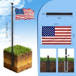 Butizone 20 FT Heavy Duty Aluminum Flag Pole Kit, 14 Gauge Extra Thick Outdoor Flagpole with 3x5 American Flag, Six-Section Design with Durable Alloy Clips for Home and Business Use