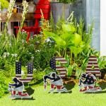 6 Pcs 4th of July Yard Signs Decorations, Independence Day Soldiers and USA Letter Lawn Patio Sign, Memorial Day Decoration Patriotic Lawn Sign with 12 Stakes for Home Garden Pathway Decor
