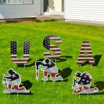 6 Pcs 4th of July Yard Signs Decorations, Independence Day Soldiers and USA Letter Lawn Patio Sign, Memorial Day Decoration Patriotic Lawn Sign with 12 Stakes for Home Garden Pathway Decor