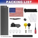 Butizone 20 FT Heavy Duty Aluminum Flag Pole Kit, 14 Gauge Extra Thick Outdoor Flagpole with 3x5 American Flag, Six-Section Design with Durable Alloy Clips for Home and Business Use