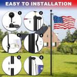 Butizone 20 FT Heavy Duty Aluminum Flag Pole Kit, 14 Gauge Extra Thick Outdoor Flagpole with 3x5 American Flag, Six-Section Design with Durable Alloy Clips for Home and Business Use