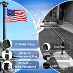 GHOSOONE 20FT 12 Gauge Heavy Duty Flag Pole Kit with Solar Light,Ground Flag Pole for Outside House Extra Thick Aluminum Flagpoles with 136 Led Light & 3x5 American Flag,110MPH Wind Tested,Black