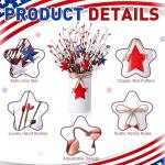 SiliFine 4th of July Table Centerpiece Decoration Patriotic Artificial Flower Stems Star Shaped Berry Picks with Metal Vase Pot for Independence Day Memorial Day Office Home(White and Red)