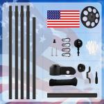 GHOSOONE 20FT 12 Gauge Heavy Duty Flag Pole Kit with Solar Light,Ground Flag Pole for Outside House Extra Thick Aluminum Flagpoles with 136 Led Light & 3x5 American Flag,110MPH Wind Tested,Black