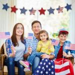 4th of July Patriotic Garland Decorations, Rustic Wooden Star Red White and Blue Garland Decor, Retro 4th of July Banner for Fireplace Mantel Wall Patriotic Party Home Decor (Star)