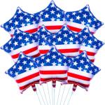 10 Pieces 18 Inches American Flag Star Foil Balloons, Patriotic Red, White, and Blue Mylar Star Shaped Balloons for 4th of July, Independence Day, Memorial Day, and National Holidays Party Decorations