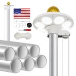 Weavelife 20FT Flag Pole Kit with Solar Light in Ground, Heavy Duty Sectional Extra Thick Aluminum Flagpole Kit with 136 Led Flag Light Solar Powered, Flag Included