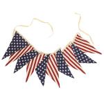 Vintage Stars and Stripes American Flag Bunting Banner, 5 Meter Cotton Garland with 10 Double-Sided USA Pennant Flags, Patriotic Hanging Decoration for 4th of July, Memorial Day, Independence Day