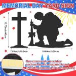 DoubleFill Memorial Day Decorations Patriotic Soldiers Yard Sign with Stake 4th of July Decorations Independence Day Waterproof Outdoor Patriotic Decor for Garden Patio Pathway Yard Lawn Decor