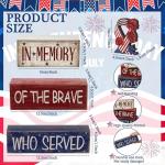 CroBlissful 4 Pcs Memorial Day Table Decorations Patriotic Tabletop Decorations Red White Blue Fourth of July Table Centerpieces Sign for Office Tiered Tray Home Shelf 250th Anniversary