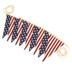 Vintage Stars and Stripes American Flag Bunting Banner, 5 Meter Cotton Garland with 10 Double-Sided USA Pennant Flags, Patriotic Hanging Decoration for 4th of July, Memorial Day, Independence Day