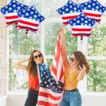 10 Pieces 18 Inches American Flag Star Foil Balloons, Patriotic Red, White, and Blue Mylar Star Shaped Balloons for 4th of July, Independence Day, Memorial Day, and National Holidays Party Decorations