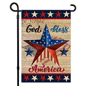 Patriotic God Bless America 4th of July Garden Flag 12 x 18 Inch Vertical Double Sided Blue Red Star Independence Day Memorial Day Yard Outside Décor