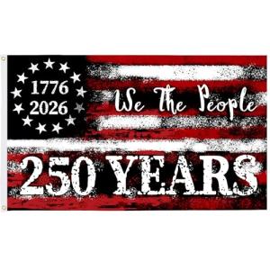 America 250th Anniversary Flag, 3 Ply Year American Anniversary Flag- Double Sided, 3x5 Ft, 250 Years Birthday Patriotic Decor for Outdoor, Front Door, Porch, Wall (A2)