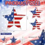 COCHIE 6 Inch Labor Day Decorations Wooden Stars Set, Vintage 3D Star Memorial Day Tiered Tray Decor, 4th of July Red White Blue Patriotic Decoration for Home Table Desk Door Shelf (Flag Retro)