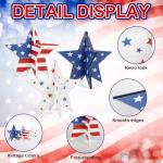 COCHIE 6 Inch Labor Day Decorations Wooden Stars Set, Vintage 3D Star Memorial Day Tiered Tray Decor, 4th of July Red White Blue Patriotic Decoration for Home Table Desk Door Shelf (Flag Retro)
