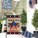 Patriotic God Bless America 4th of July Garden Flag 12 x 18 Inch Vertical Double Sided Blue Red Star Independence Day Memorial Day Yard Outside Décor