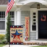 Patriotic God Bless America 4th of July Garden Flag 12 x 18 Inch Vertical Double Sided Blue Red Star Independence Day Memorial Day Yard Outside Décor