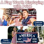America 250th Anniversary Flag, 3 Ply Year American Anniversary Flag- Double Sided, 3x5 Ft, 250 Years Birthday Patriotic Decor for Outdoor, Front Door, Porch, Wall (A2)