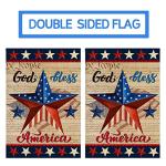 Patriotic God Bless America 4th of July Garden Flag 12 x 18 Inch Vertical Double Sided Blue Red Star Independence Day Memorial Day Yard Outside Décor