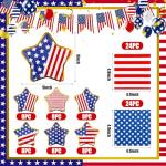 Funnymoom 96 Pcs 4th of July Plates and Napkins Sets 9" Gold Foil Star Shaped Disposable Dinner Dessert Plates Cocktail Napkins for Patriotic Independence Day American Flag Party Supplies, Serve 48