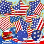 Funnymoom 96 Pcs 4th of July Plates and Napkins Sets 9" Gold Foil Star Shaped Disposable Dinner Dessert Plates Cocktail Napkins for Patriotic Independence Day American Flag Party Supplies, Serve 48