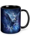 Yrebyou Eagle USA Flag Coffee Mug Novelty Ceramic Coffee Cup with Handle Gifts for Women and Men Microwave Safe for Home or Office 11oz