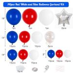 Longwu Red White and Blue Balloon Garland Arch Kit - 141 Pcs 4th of July Balloons Arch Kit for Patriotic Birthday Nautical Baseball Graduation Theme Decorations with Star Foil Balloons