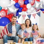 Longwu Red White and Blue Balloon Garland Arch Kit - 141 Pcs 4th of July Balloons Arch Kit for Patriotic Birthday Nautical Baseball Graduation Theme Decorations with Star Foil Balloons