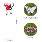 6 Pcs 4th of July Decorations Outdoor,18.2" Red White Blue Metal Butterfly Decorative Garden Stakes for Independence Day,Americana Patriotic Yard Signs Decor for Garden Lawn Porch