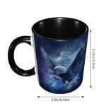 Yrebyou Eagle USA Flag Coffee Mug Novelty Ceramic Coffee Cup with Handle Gifts for Women and Men Microwave Safe for Home or Office 11oz