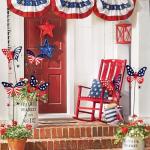 6 Pcs 4th of July Decorations Outdoor,18.2" Red White Blue Metal Butterfly Decorative Garden Stakes for Independence Day,Americana Patriotic Yard Signs Decor for Garden Lawn Porch