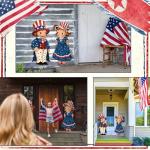 Shellwei 2 Pcs 4th of July Hanging Sign Wooden Patriotic Front Door Decorations Memorial Day Hanging Decorations for Independence Day 250th Anniversary Home Front Porch Wall Indoor Outdoor Door Hanger